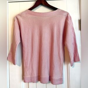 St. John Sport Pink Boat Neck Wool Blend Three Quarter Sleeve Knit Top -Size S